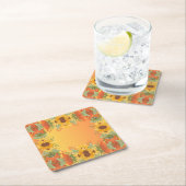 秋の秋感謝祭ハーベストフローラ花 スクエアペーパーコースター (インサイチュ)