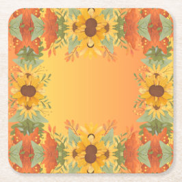 秋の秋感謝祭ハーベストフローラ花 スクエアペーパーコースター