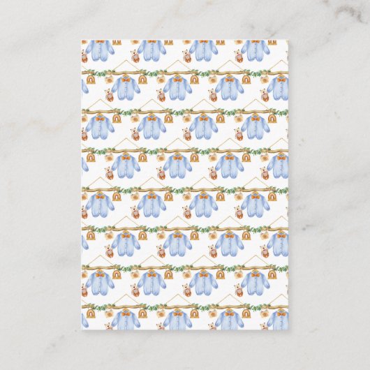 秋の秋服ラインボーイベビーシャワー エンクロージャーカード (裏面)