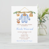 秋の秋服ラインボーイベビーシャワー 招待状 (スタンド正面)