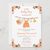 秋の秋服ラインボーイベビーシャワー 招待状 (正面)