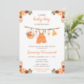 秋の秋服ラインボーイベビーシャワー 招待状 (スタンド正面)