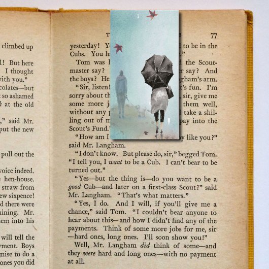 秋の秋歩く折りブックマークブックマーカー 名刺