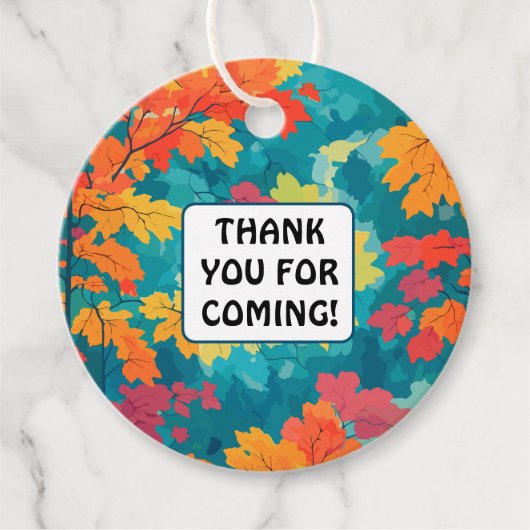 秋の秋水の色のフローラベビーシャワー フェイバータグ (正面)