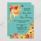 秋の秋水の色のフローラsimplistic 結婚's 招待状 (正面/裏面)