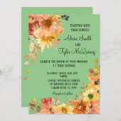 秋の秋水の色のフローラsimplistic 結婚's 招待状 (正面/裏面)