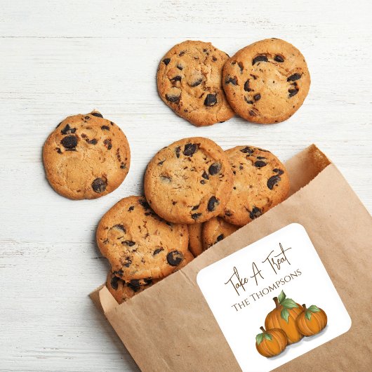 秋の秋水彩かぼちゃのハーベストトリート スクエアシール