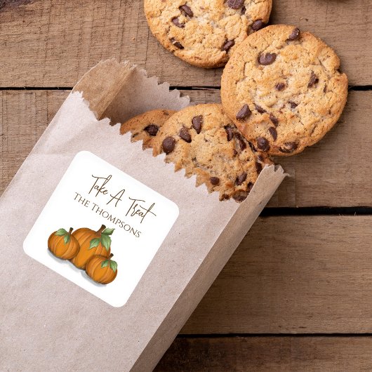 秋の秋水彩かぼちゃのハーベストトリート スクエアシール