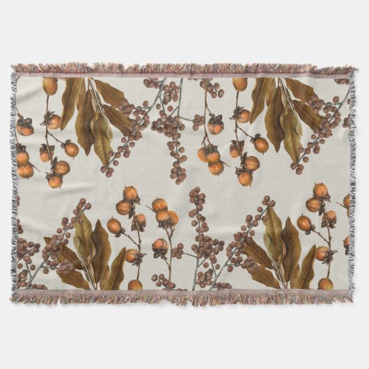 秋の秋水彩葉葉 スローブランケット (正面)