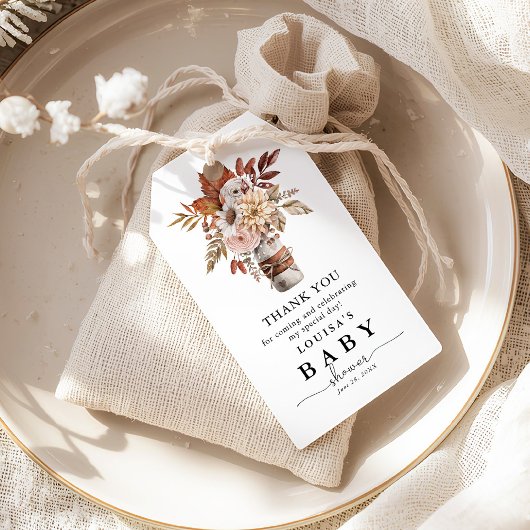 秋の秋水彩開花赤ちゃんシャワーありがとう ギフトタグ