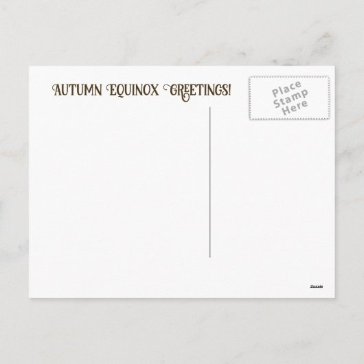 秋の秋秋分フクロウと蝋燭の神秘的 シーズンポストカード (裏面)