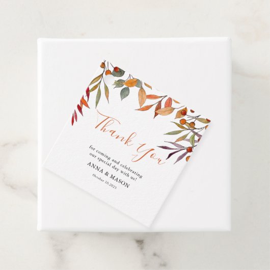 秋の秋紅葉の結婚水彩ありがとう フェイバータグ (インサイチュ)