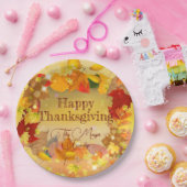 秋の秋紅葉リースハッピーサンクスギビング ペーパープレート (パーティー)