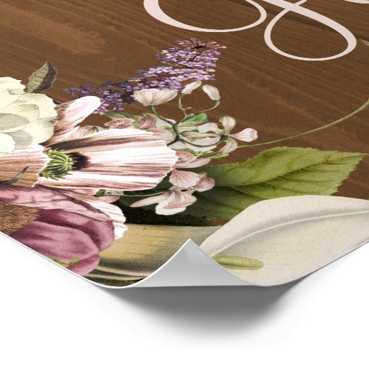 秋の秋素朴なバ結婚ンウッドの歓迎サイン ポスター (角)