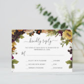 秋の秋素朴なフローラ結婚の返信RSVPカード 出欠カード (スタンド正面)