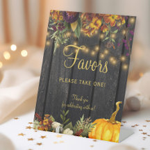 秋の秋素朴な木材結婚式の引き出物標識