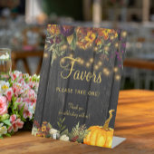 秋の秋素朴な木材結婚式の引き出物標識 台座サイン