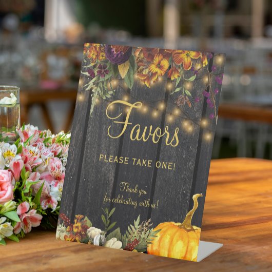 秋の秋素朴な木材結婚式の引き出物標識 台座サイン