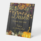 秋の秋素朴な木結婚のデザートの看板 台座サイン (正面)