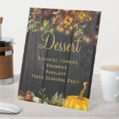 秋の秋素朴な木結婚のデザートの看板 台座サイン (インサイチュ)