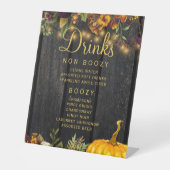 秋の秋素朴な木結婚のデザートの看板 台座サイン (正面)