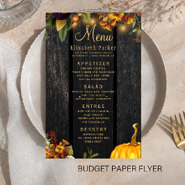 秋の秋素朴な木結婚のメニュー チラシ