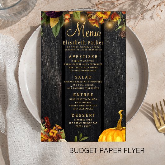 秋の秋素朴な木結婚のメニュー チラシ