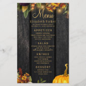 秋の秋素朴な木結婚のメニュー チラシ (正面)