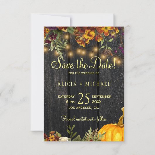 秋の秋素朴な田舎木結婚の木 セーブザデート (正面)