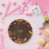 秋の秋素朴ゴールデン葉ズオンウッド結婚ズ ペーパープレート (パーティー)