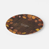 秋の秋素朴ゴールデン葉ズオンウッド結婚ズ ペーパープレート (アングル)