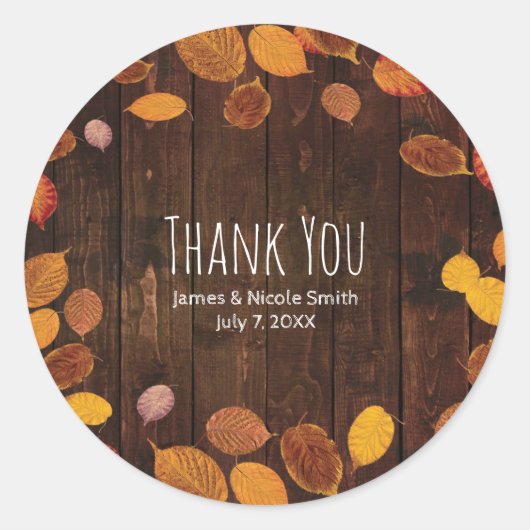 秋の秋素朴ゴールデン葉ズオンウッド結婚ズ ラウンドシール (正面)
