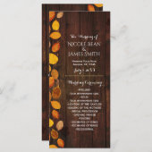 秋の秋素朴ゴールデン葉結婚式 プログラム (正面/裏面)