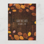 秋の秋素朴ゴールデ葉ンドの日付を保存 案内ポストカード (正面)