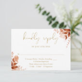 秋の秋素朴フローラエレガント結婚金ゴールド 出欠カード (スタンド正面)