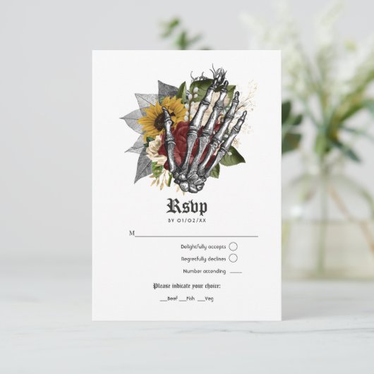 秋の秋素朴フローラゴシック結婚ズ 出欠カード (スタンド正面)