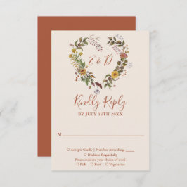 秋の秋素朴フローラテラコッタ結婚ズ 出欠カード