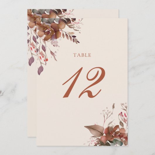 秋の秋素朴フローラテーブル番号 サンキューカード (正面/裏面)