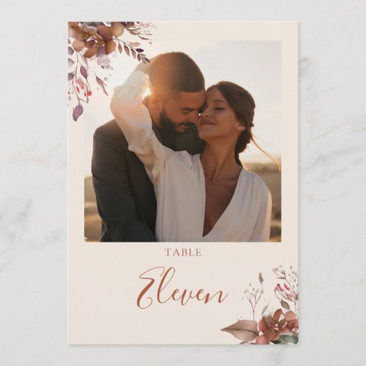 秋の秋素朴フローラフォトテーブル番号 サンキューカード (正面)