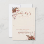 秋の秋素朴フローラモノグラ結婚ム 出欠カード (正面)