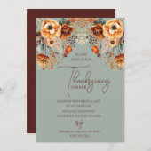 秋の秋素朴フローラ感謝祭ディナー 招待状 (正面/裏面)