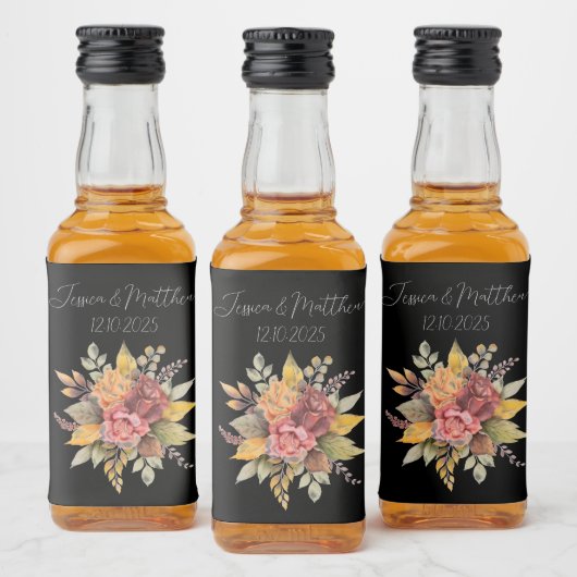 秋の秋素朴ブラックウォーター結婚カラー リキュールボトルラベル (ボトル)