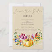 秋の秋素朴ワインライト日付を保存 招待状 (正面)