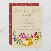 秋の秋素朴ワインライト日付を保存 招待状 (正面/裏面)