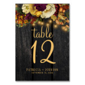 秋の秋素朴結婚木材のテーブル番号 テーブルナンバー (裏面)