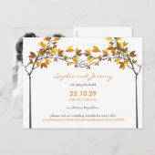 秋の秋結びラブツリー日付写真を保存 案内ポストカード (正面/裏面)