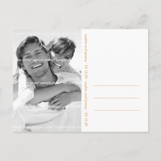 秋の秋結びラブツリー日付写真を保存 案内ポストカード (裏面)