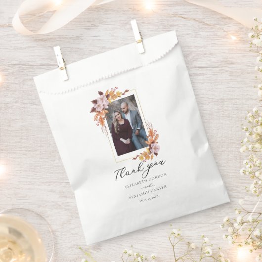 秋の秋結婚フローラのエレガント写真 フェイバーバッグ (クリップ留めされた状態)