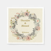 秋の秋花模様のパーソナライズパーティー スタンダードカクテルナプキン (正面)