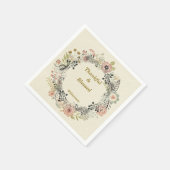 秋の秋花模様のパーソナライズパーティー スタンダードカクテルナプキン (角)